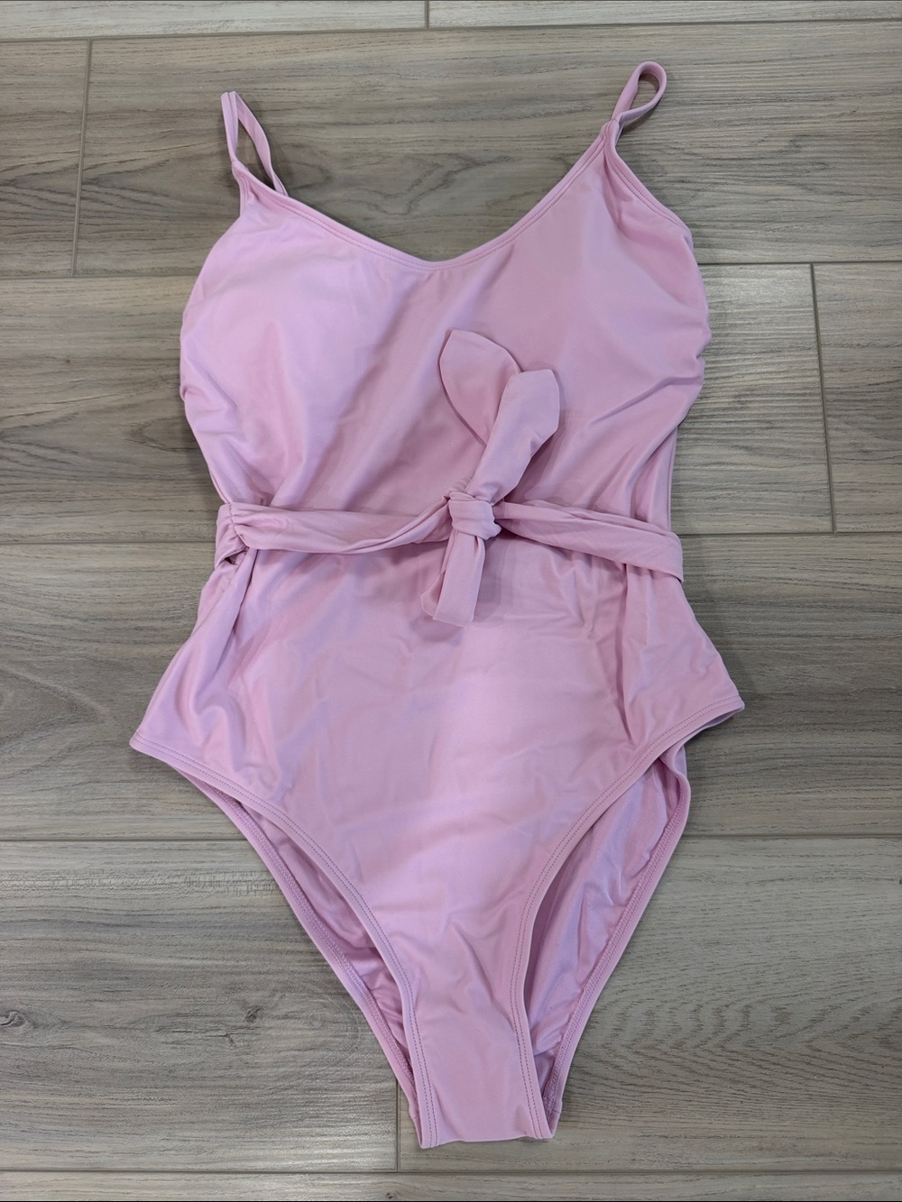 Cupshe Light Pink Adjustable One-Piece Swimsuit with Waist Tie
